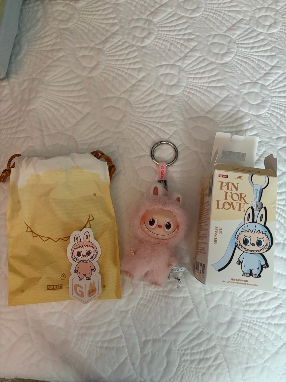 Labubu Pink Fuzzy Bunny Keychain Plush